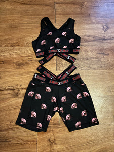 2pc Diamond Bra + Short Elastic Set