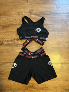 Plus Size 2pc Black Elastic Bra + Short Set